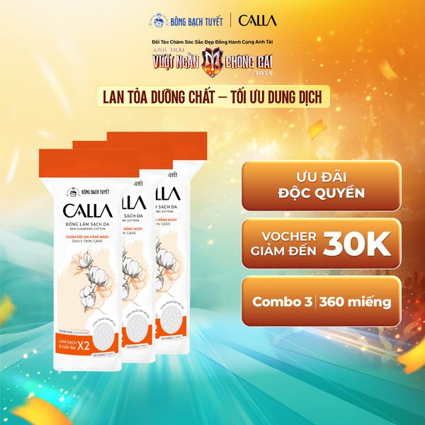  Combo 3 Bông tẩy trang Bông Bạch Tuyết Callaa tròn 3D 120 miếng 