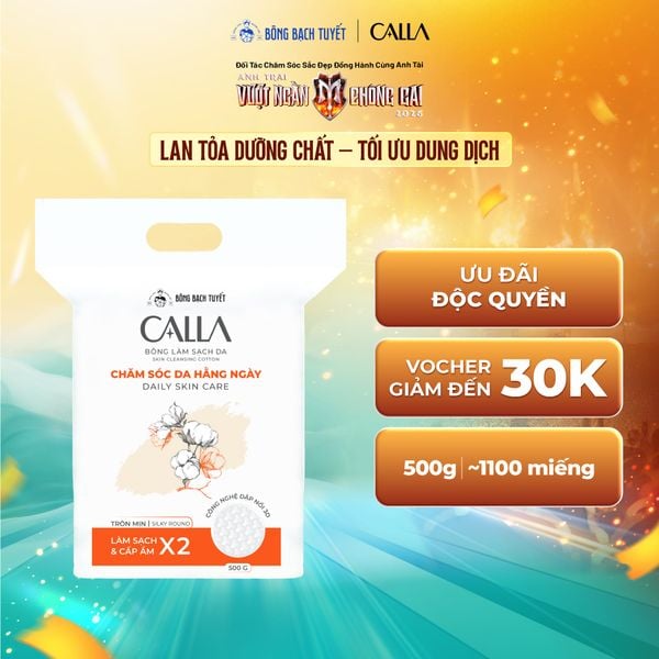  Bông tẩy trang làm sạch da Bông Bạch Tuyết Calla tròn 3D 500gr - 1100 miếng/gói 