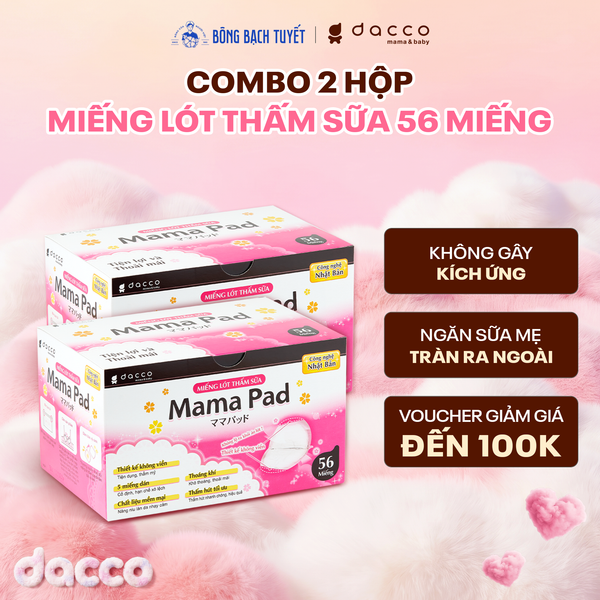  Combo 2 Miếng lót thấm sữa Dacco - thấm hút, chống tràn, không gây kích ứng (hộp 56/152 miếng) 