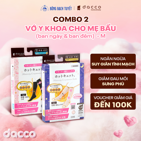  Combo 2 Vớ y khoa Dacco – chất liệu hồng ngoại xa hỗ trợ tuần hoàn và lưu thông máu (ban ngày & ban đêm) - size M 
