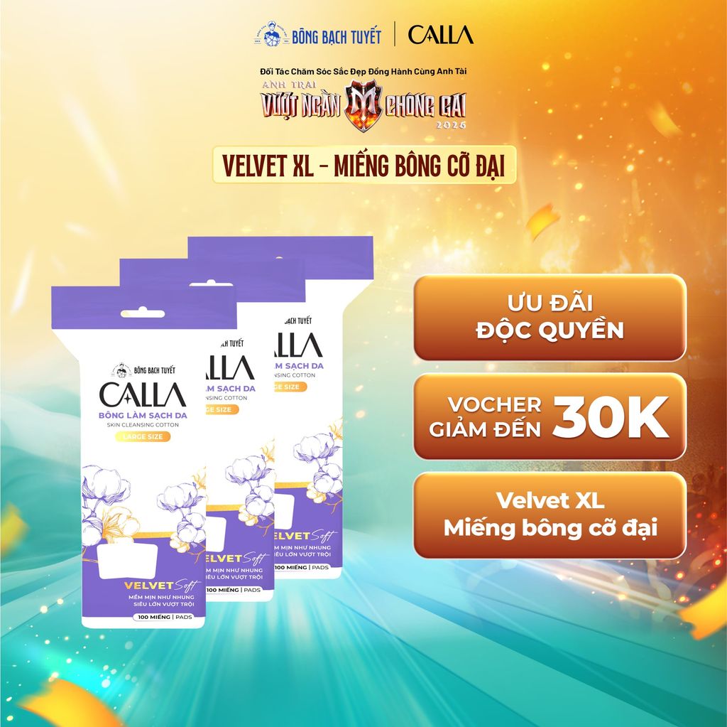 Combo 3 Bông tẩy trang Bông Bạch Tuyết Calla Velvet Soft 100 miếng 