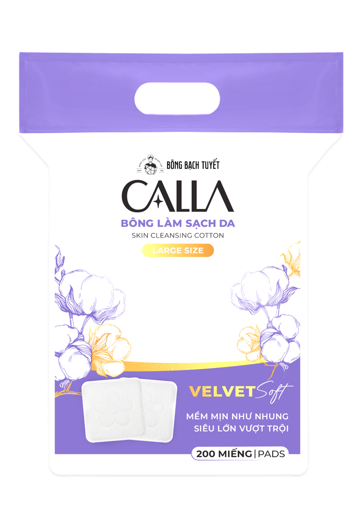  Bông làm sạch da Calla Velvet soft (200 miếng/gói) 