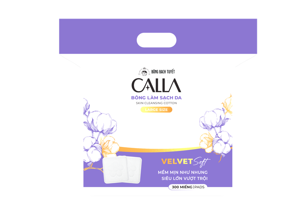  Bông làm sạch da Calla Velvet soft (300 miếng/gói) 