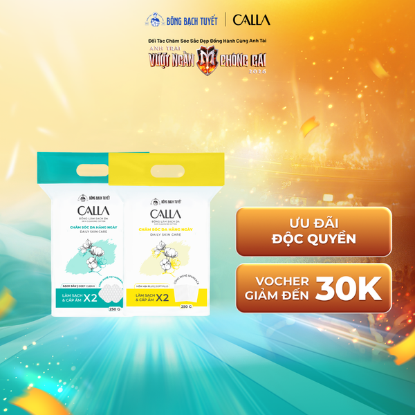  Combo 2 Bông tẩy trang Bông Bạch Tuyết Calla Mềm Mịn 250gr + Sạch Sâu 250gr 