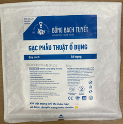  GẠC PHẪU THUẬT Ổ BỤNG 30CM X 40CM X 4 LỚP TIỆT TRÙNG, CẢN QUANG 