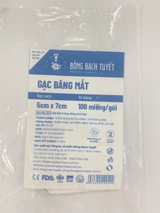  GẠC BĂNG MẮT 5CM X 7CM  TIỆT TRÙNG 