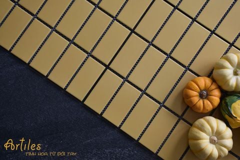  Mosaic hình chữ nhật màu vàng đậm mờ Art1245 