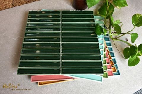  Gạch Stackbond (Mosaic que) màu xanh lá đậm 