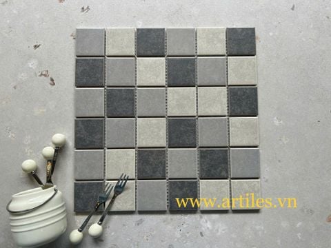  Gạch Mosaic Gốm Sứ Mix Màu Xám ArtM03 