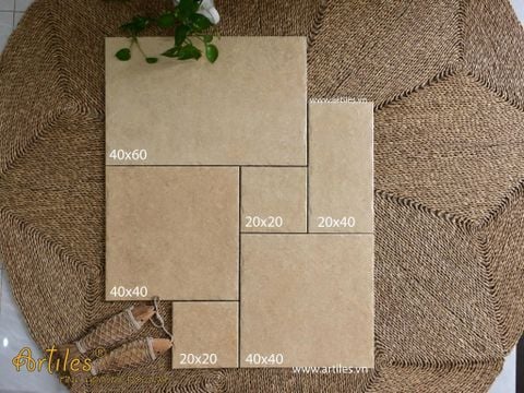  Gạch đá ốp lát decor mix size màu kem beige Art53M 
