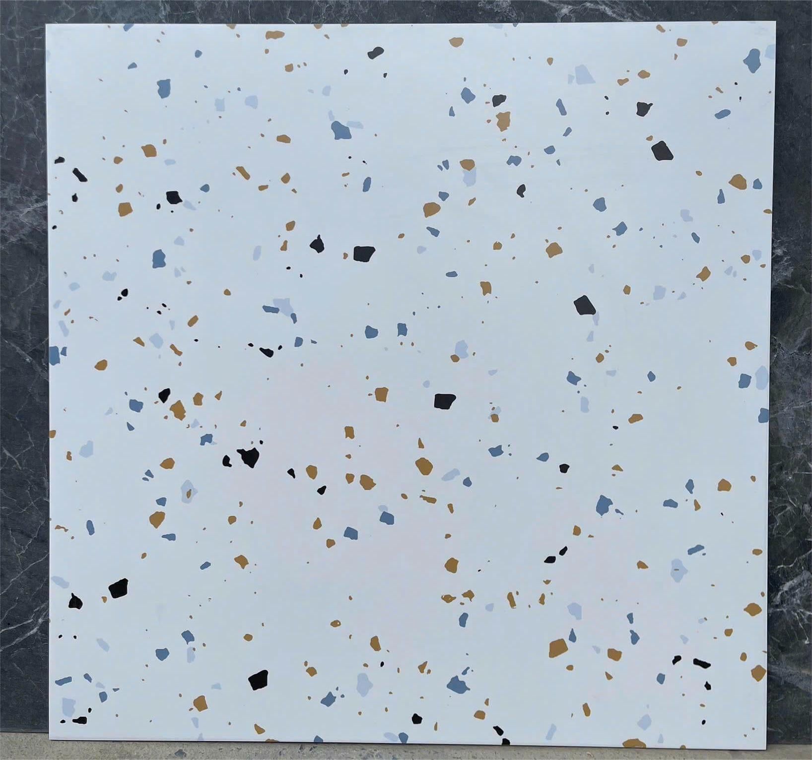 Gạch đá mài Terrazzo hạt đá cam xanh Art6068