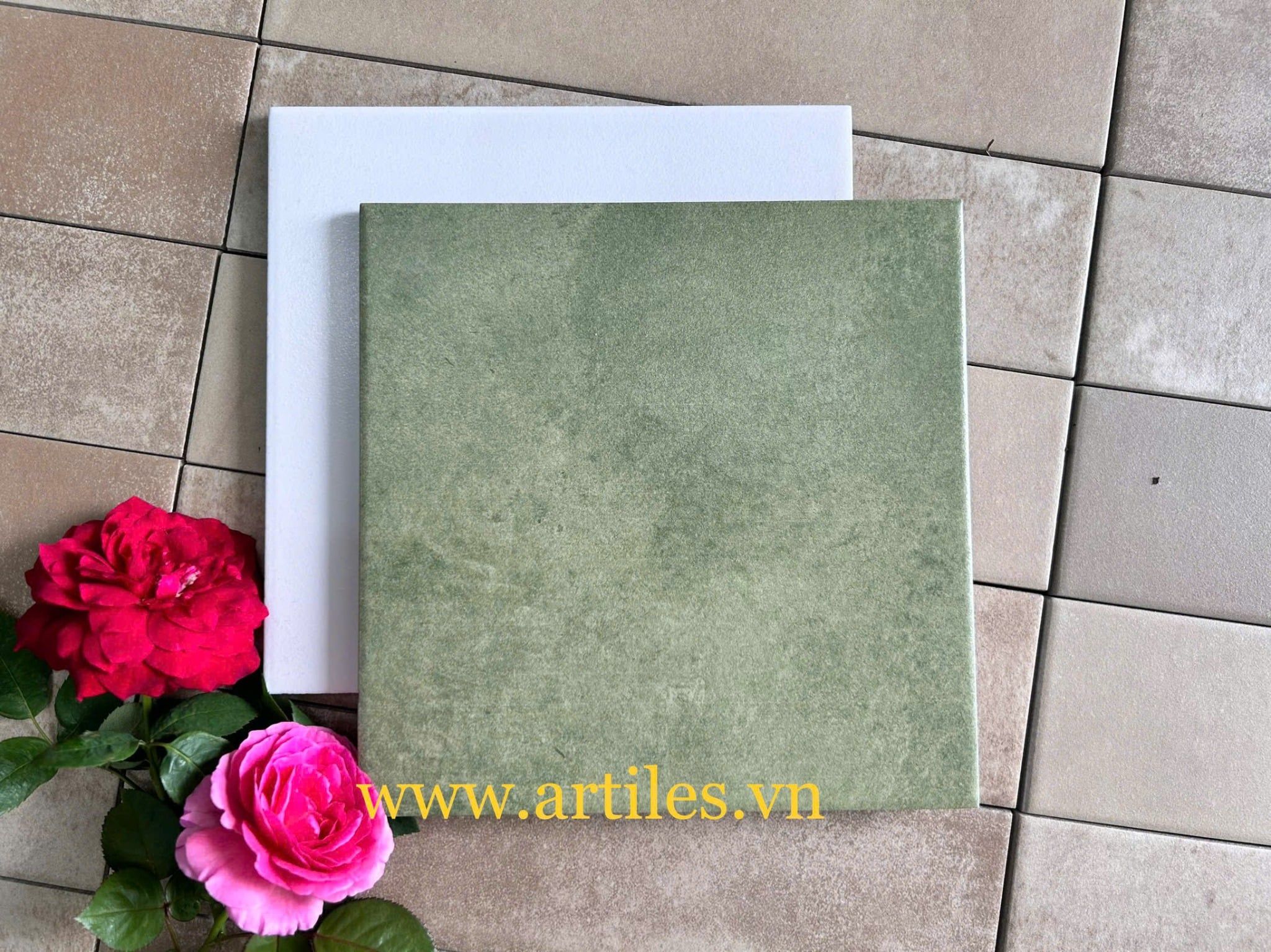 Gạch bông đơn sắc màu xanh lá