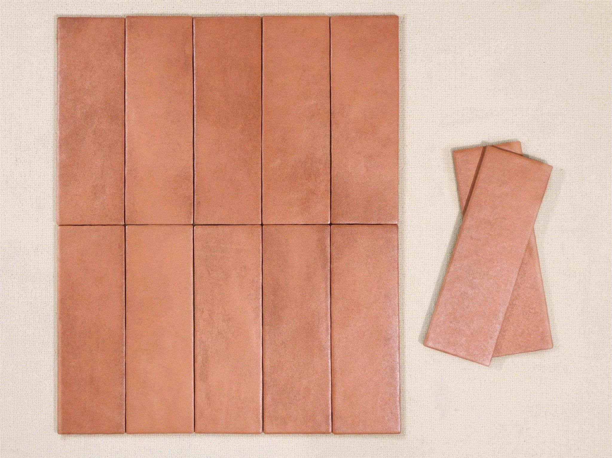 Gạch thẻ xương đá đỏ đất mờ lượn Art752305M