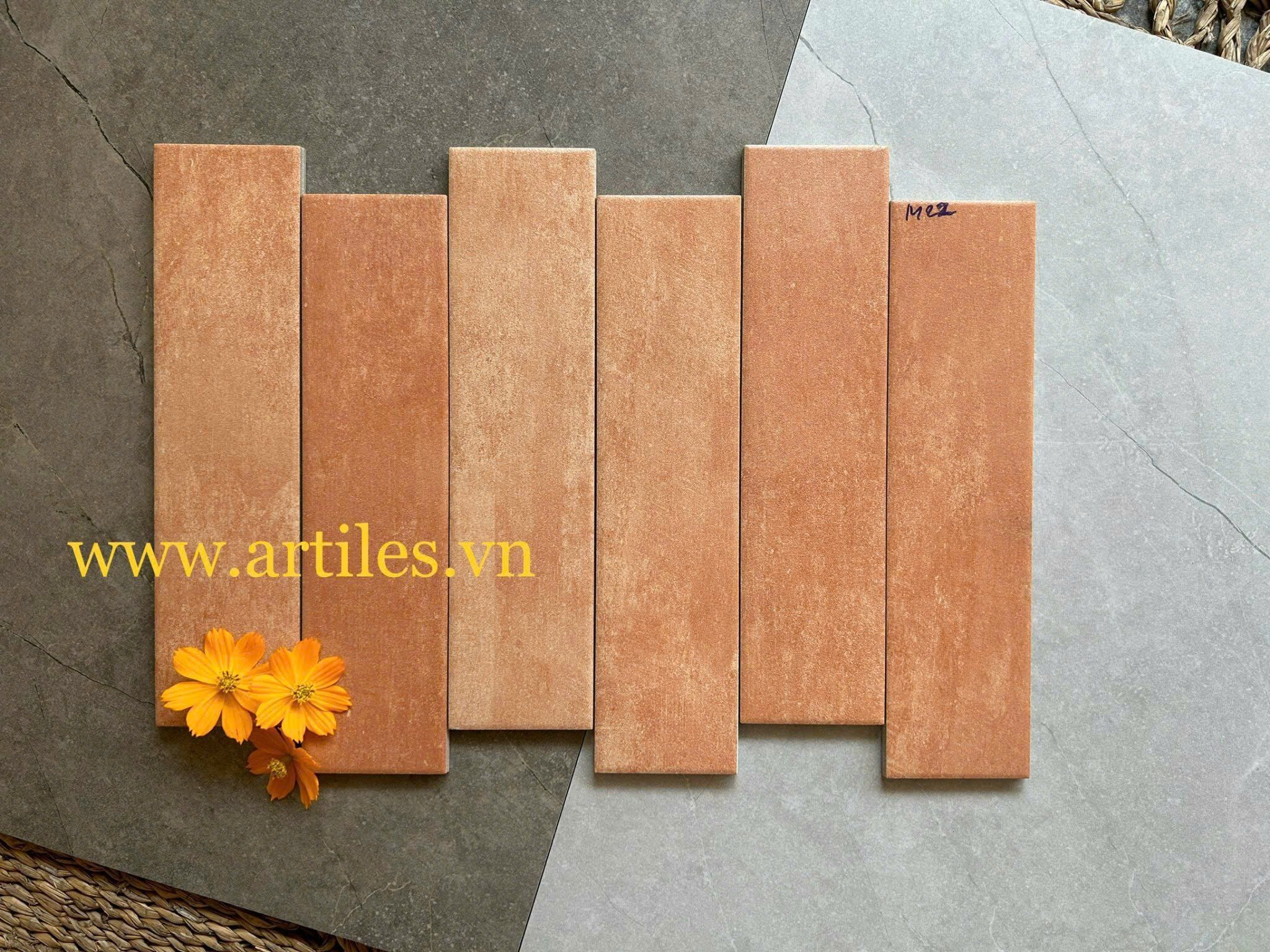 Gạch thẻ giả cổ màu cam nhạt ArtM22