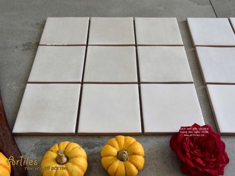  Gạch thẻ màu kem beige men mờ gợn sóng 100x100mm Art01M 