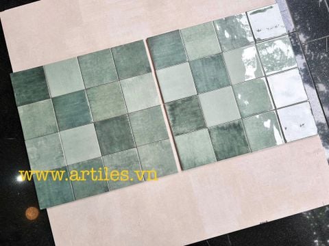  Gạch thẻ màu xanh dương men bóng gợn sóng 100x100mm Art06G 