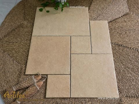  Gạch đá ốp lát decor mix size màu kem beige Art53M 