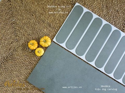  Gạch ốp tường trang trí 3D 30x60cm màu xám Art360036 