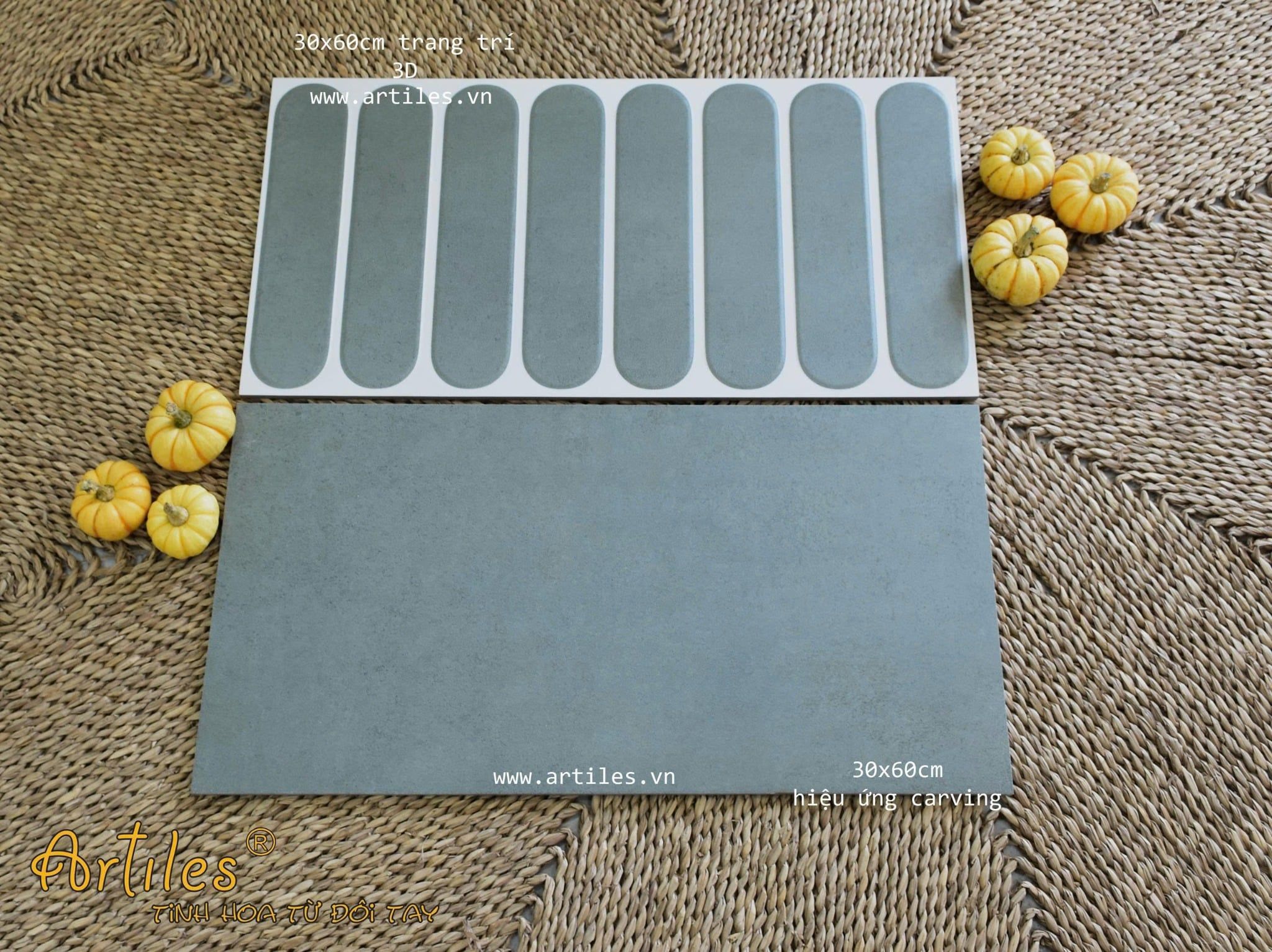 Gạch ốp tường trang trí 3D 30x60cm màu xám Art360036