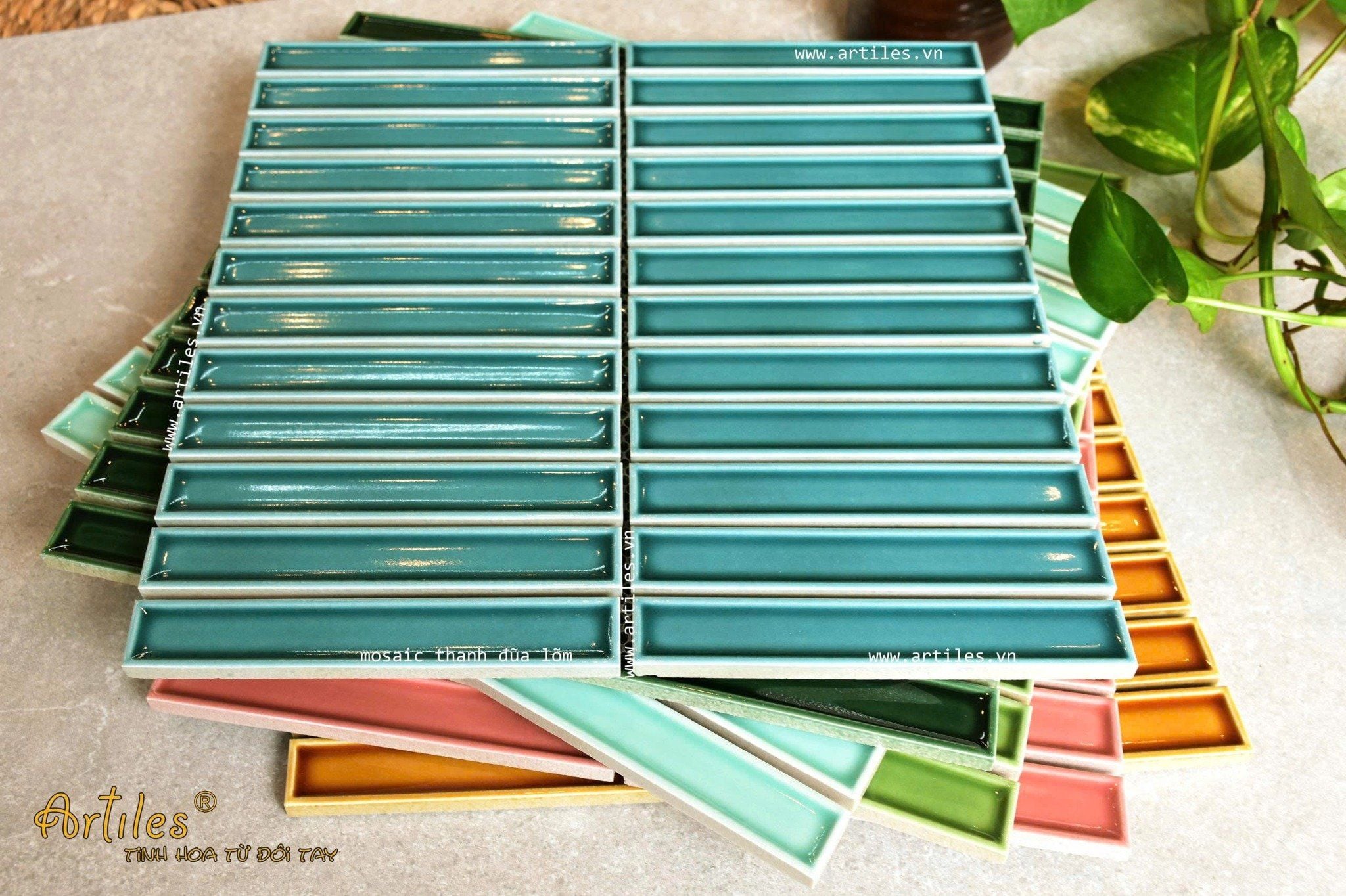 Gạch Stackbond (Mosaic que) xanh dương