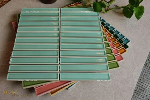  Gạch Stackbond (Mosaic que) màu xanh mint 
