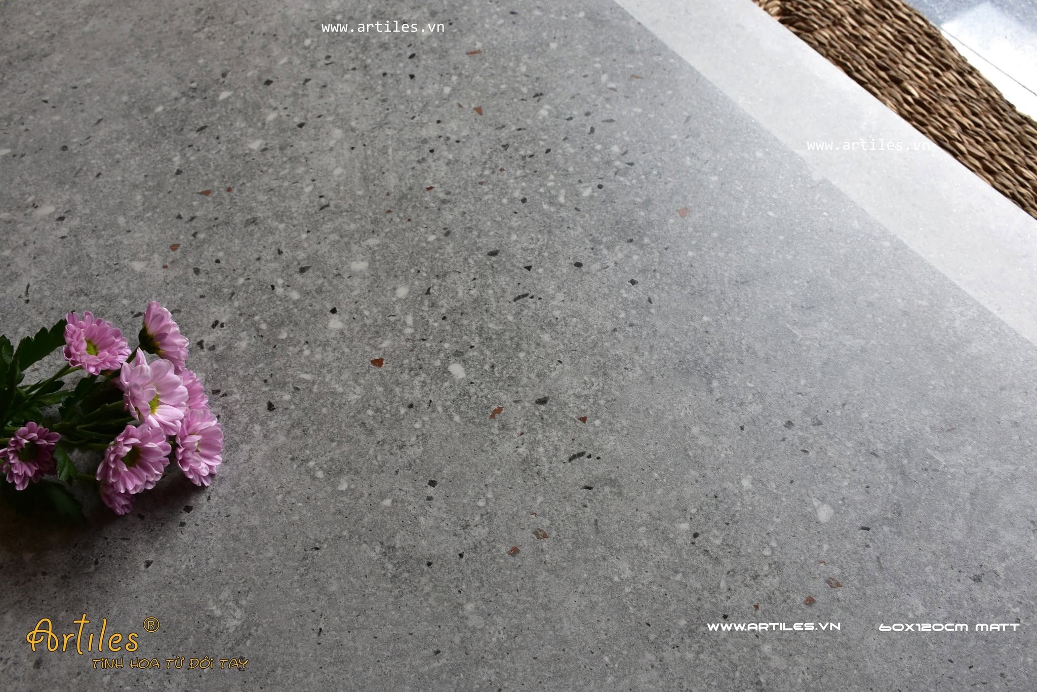 Gạch vân đá sa thạch 60x120cm mờ xám đậm Art6008