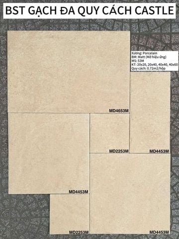  Gạch đá ốp lát decor mix size màu kem beige Art53M 