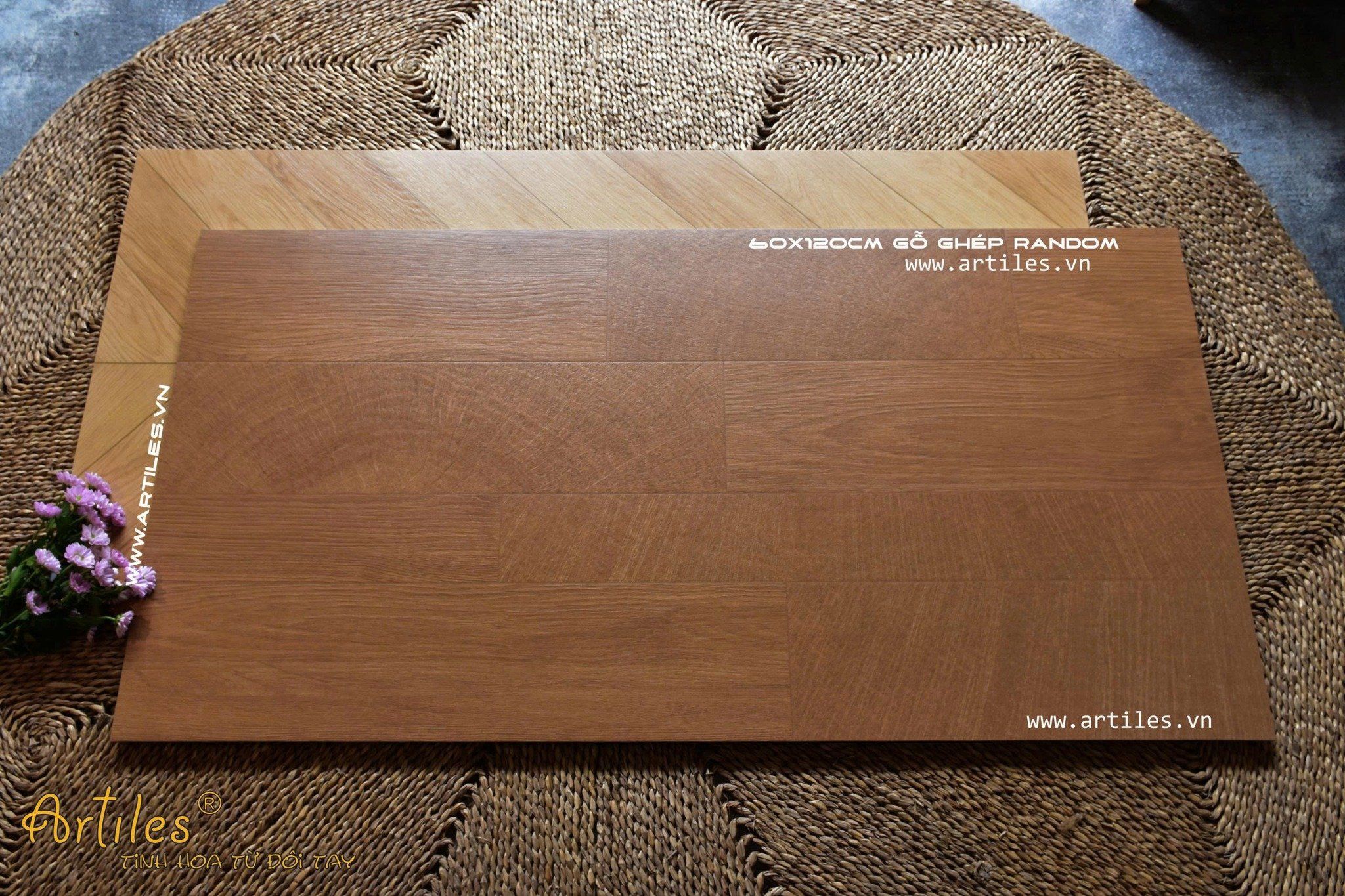 Gạch vân gỗ ghép nghệ thuật 60x120cm