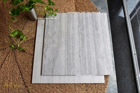  Gạch vân đá Travertine 60x60cm màu xám 