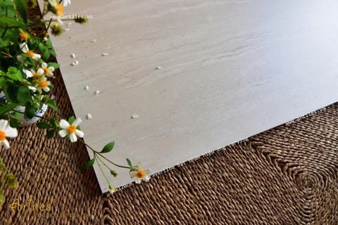  Gạch vân đá travertine màu kem beige Art612411 