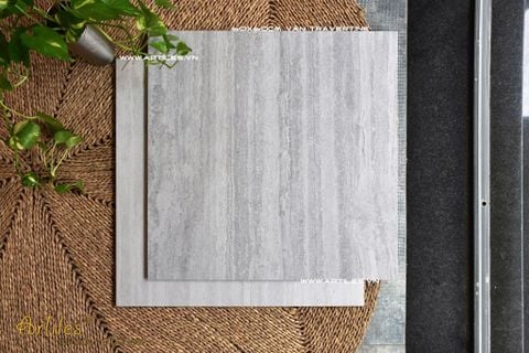  Gạch vân đá Travertine 60x60cm màu xám 