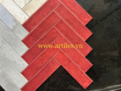  Gạch thẻ bóng gợn màu đỏ 