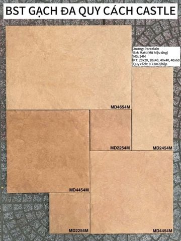 Gạch đá ốp lát decor mix size màu cam đất Art54M 