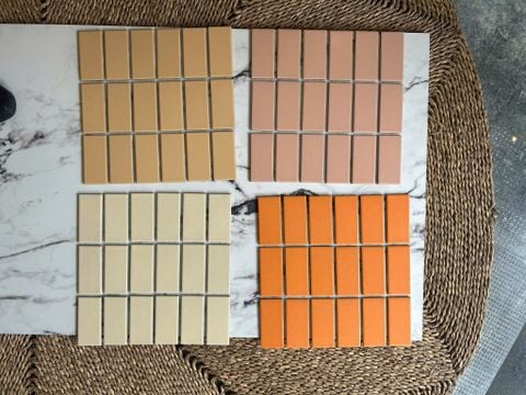  Mosaic chữ nhật màu cam vàng 45x95mm 