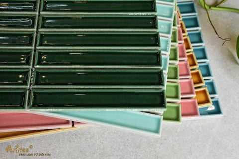  Gạch Stackbond (Mosaic que) màu xanh lá đậm 