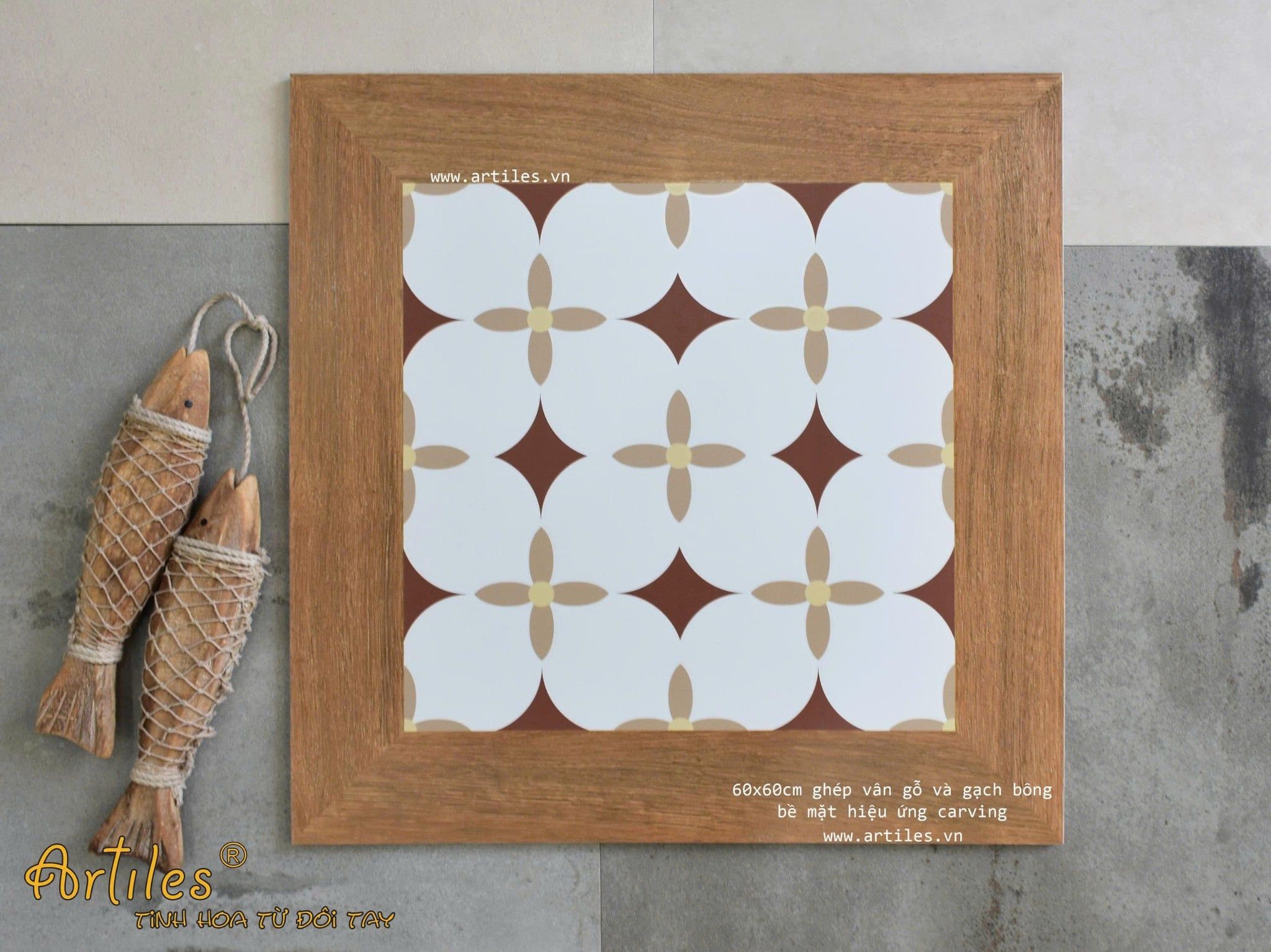 Gạch giả gỗ ghép gạch bông Art660025