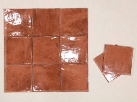  Gạch thẻ 150x150mm men bóng màu đỏ đất 