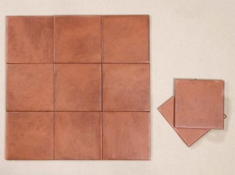  Gạch thẻ 150x150mm men mờ màu đỏ đất 5M 