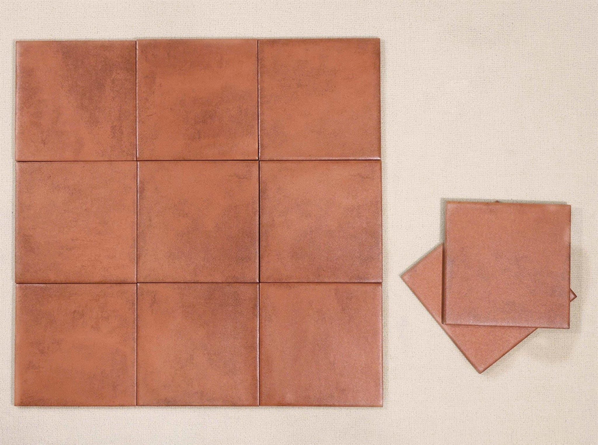 Gạch thẻ 150x150mm men mờ màu đỏ đất 5M