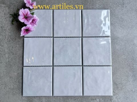  Gạch mosaic men gốm trắng xám 100x100mm ArtA01 