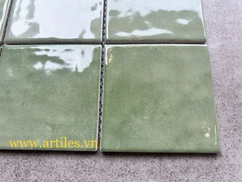  Gạch mosaic men gốm xanh mint 100x100mm ArtA05 