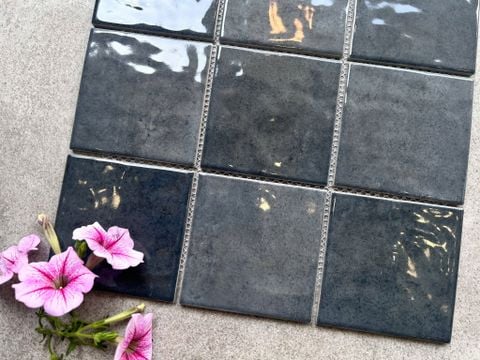  Gạch mosaic men gốm xám đen 100x100mm ArtA08 