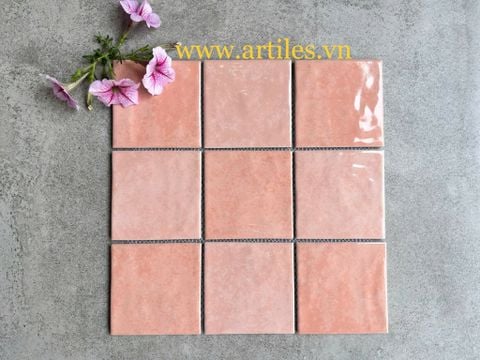  Gạch mosaic men gốm hồng 100x100mm ArtA22 