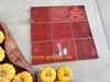 Gạch thẻ màu đỏ men bóng gợn sóng 100x100mm Art04G