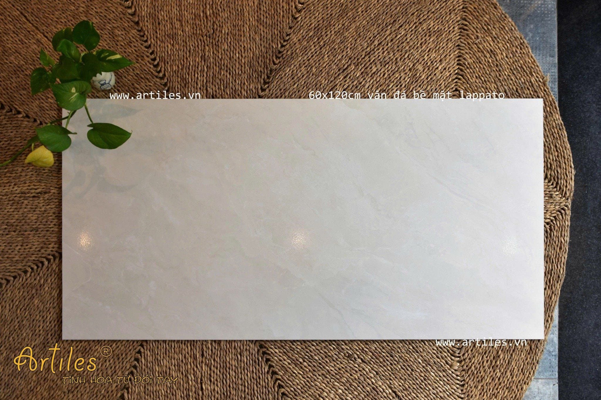 Gạch 60x120cm vân đá kem mờ