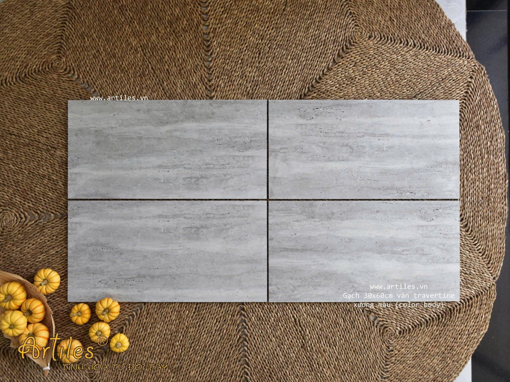 Gạch Travertine xám nhạt Art3612