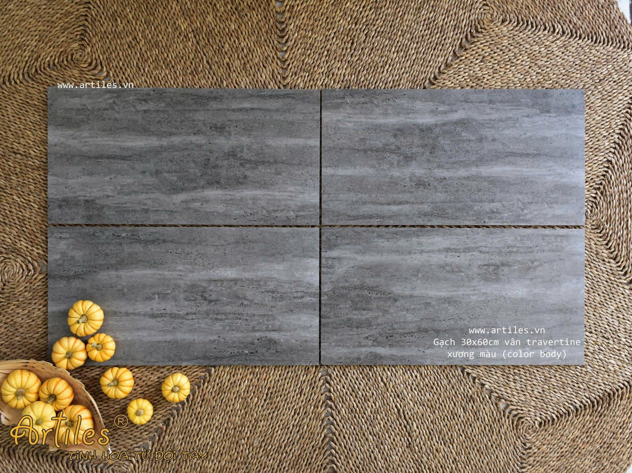 Gạch Travertine xám đậm Art3614