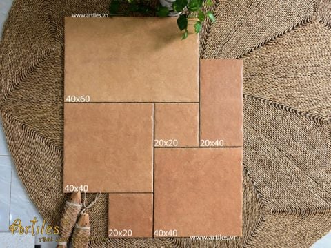  Gạch đá ốp lát decor màu cam đất Art54M 
