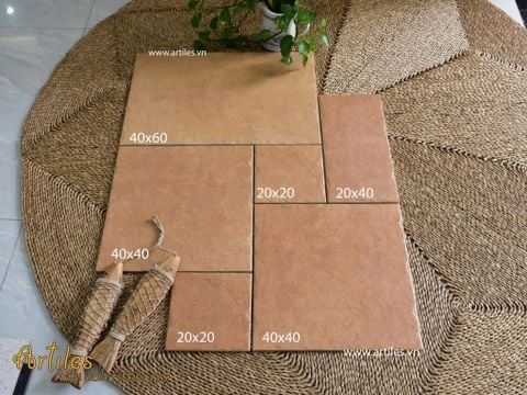  Gạch đá ốp lát decor mix size màu cam đất Art54M 
