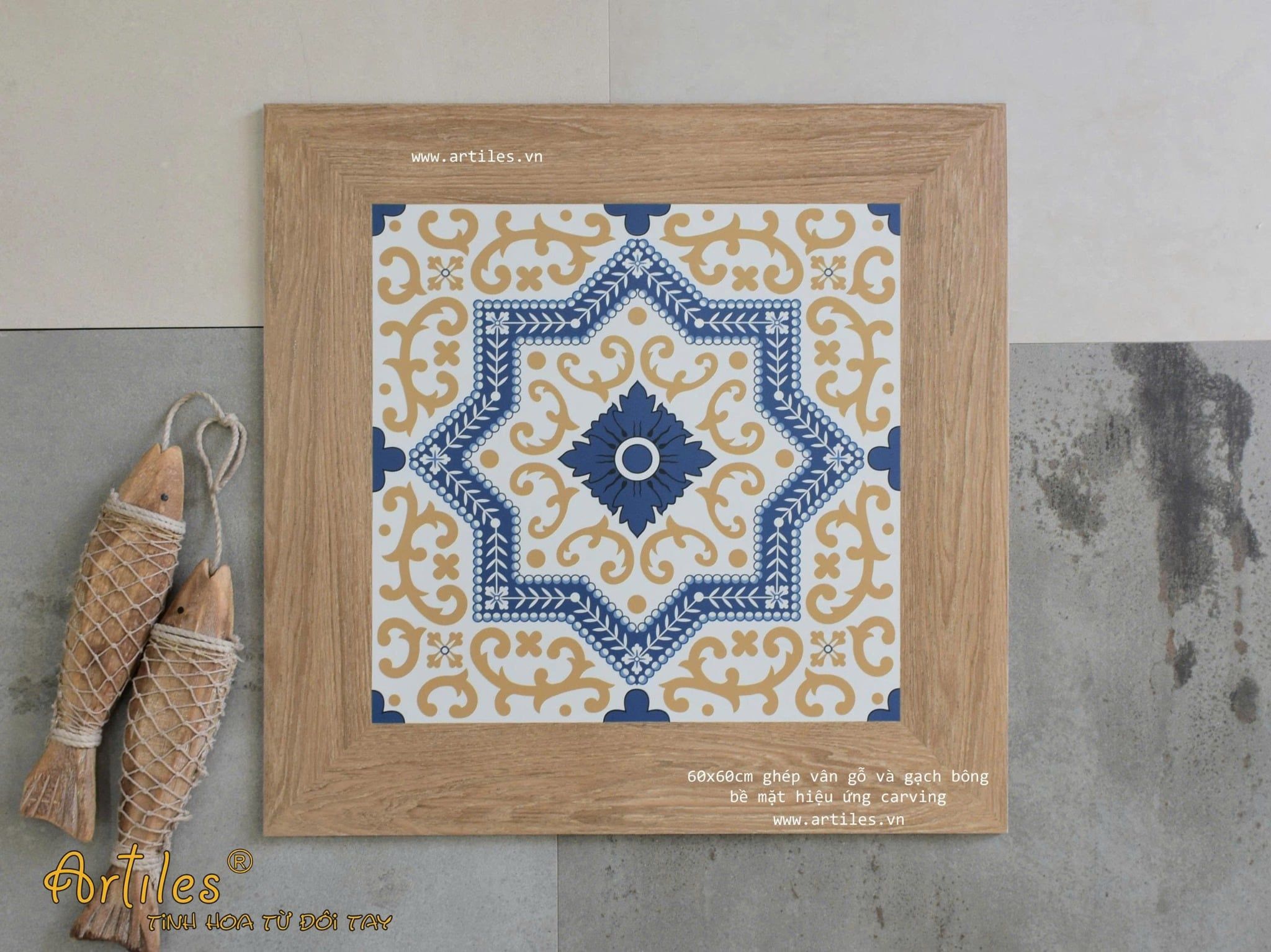 Gạch giả gỗ ghép gạch bông Art660018